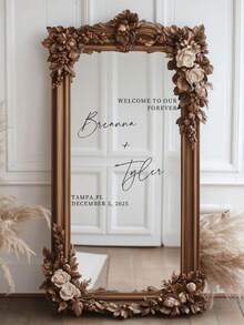 Customized Mirror Sticker Wedding Decor - Wedding Signage Decor DIY Wedding Stickers - Mirror Sticker "Welcome To The Wedding" - Customized Mirror Letter Sticker Decals - Just Married - Wedding Marriage Decor/Modern Wedding Welcome Sign/Personalized Newlyweds Name And Date/Mirror Sticker - Bridal Shower - Multicolor - View 3