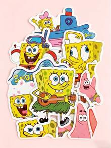 SpongeBob SquarePants 63/100pcs Cartoon Stickers, Cute Waterproof Vinyl Stickers, Removable Self-Adhesive Stickers, Suitable For Decorating Laptops, Water Bottles, Phone Cases, Diaries, Notebooks And DIY Crafts, Great For Fans, Kids And Students, Perfect For Personalizing Daily Items - Sticker - View 3