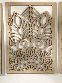 3pcs Mandala Style Wooden Wall Decor, Floral Carved Wall Art, Minimalist Natural Home Decoration, Geometric Hollow Design, Elegant Modern Wall Hanging Decor, Suitable For Living Room, Bedroom, Office, Hallway And Other Spaces, Aesthetic Bohemian Style Wall Art - Floral Style - View 5