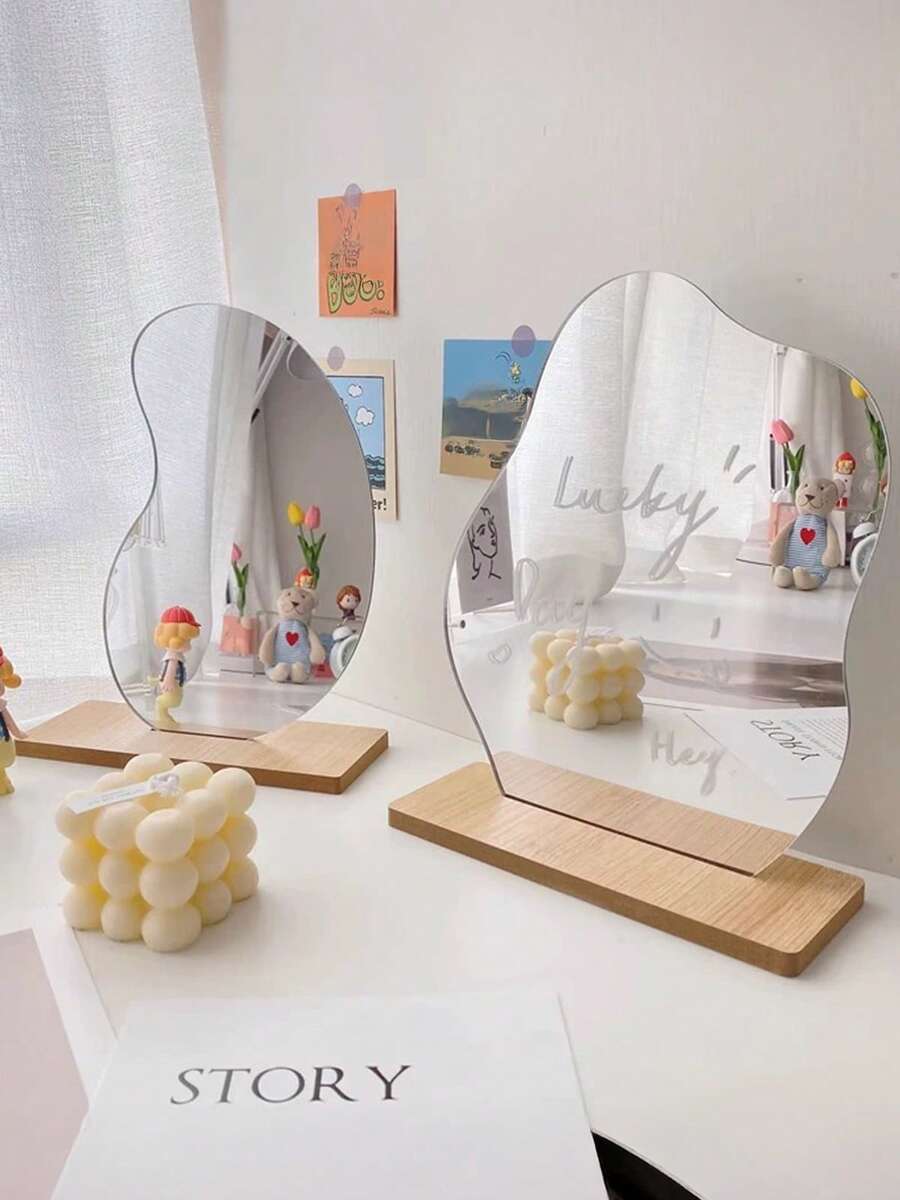 4 buc. oglinzi de machiaj cu formă asimetrică, oglinzi recuzită pentru fotografii, decor DIY pentru styling, ornament de birou, oglindă acrilică, recuzită fotografică, potrivite pentru birou, decor accesorii baie, dormitor, accesorii toaletă - Multicolor - Vizualizare 1