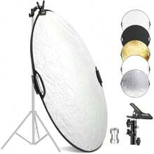 NEEWER RF-56II Reflector de luz de 56 cm con Abrazadera y empuñaduras de Mano 5 en 1 Plegable multidisco Reflector de fotografía translúcido/Plata/Dorado/Blanco/Negro con Rosca de 3/8 Pulgadas para - blanco - Ver 2