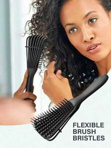1pc Natural Black Hair Brush For Curly Hair, Suitable For 3/4abc Curl Pattern African Curly Hair, Quickly And Easily Brush Dry And Wet Hair, Painless, Hair Styling Tool, Hair Styling Kit, Hair Styling Tool Set,Travel,Birthday - Navy Blue - View 4