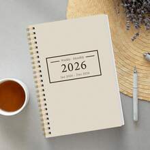 BUBU 1本 2026-2028 週計畫與月計畫螺旋裝訂筆記本，學術約會簿日程日誌，提升生產力，適用於居家、學校與工作使用，A5尺寸，返校用品、辦公用品、學校用品，教師禮物、男士禮物 - 米色 - 查看 3
