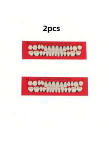 1pc Full Mouth Resin Denture Prop, Full Mouth Synthetic Polymer Denture, 23 Shades Of A2 Tone Upper And Lower Jaw Dental Material For Replacement, DIY Or Halloween Makeup Prop - Multicolor - View 12