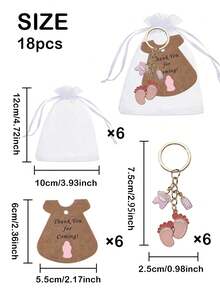 Kit de Presente para Chá de Bebê com 36 Peças - Chaveiros com Pegadas Rosa e Azul, Cartões de Agradecimento e Sacolas de Tela - Ideal para Chá Revelação, Batizado, Lembrancinhas e Decoração de Chá de Bebê - Multicolorido - Ver 11