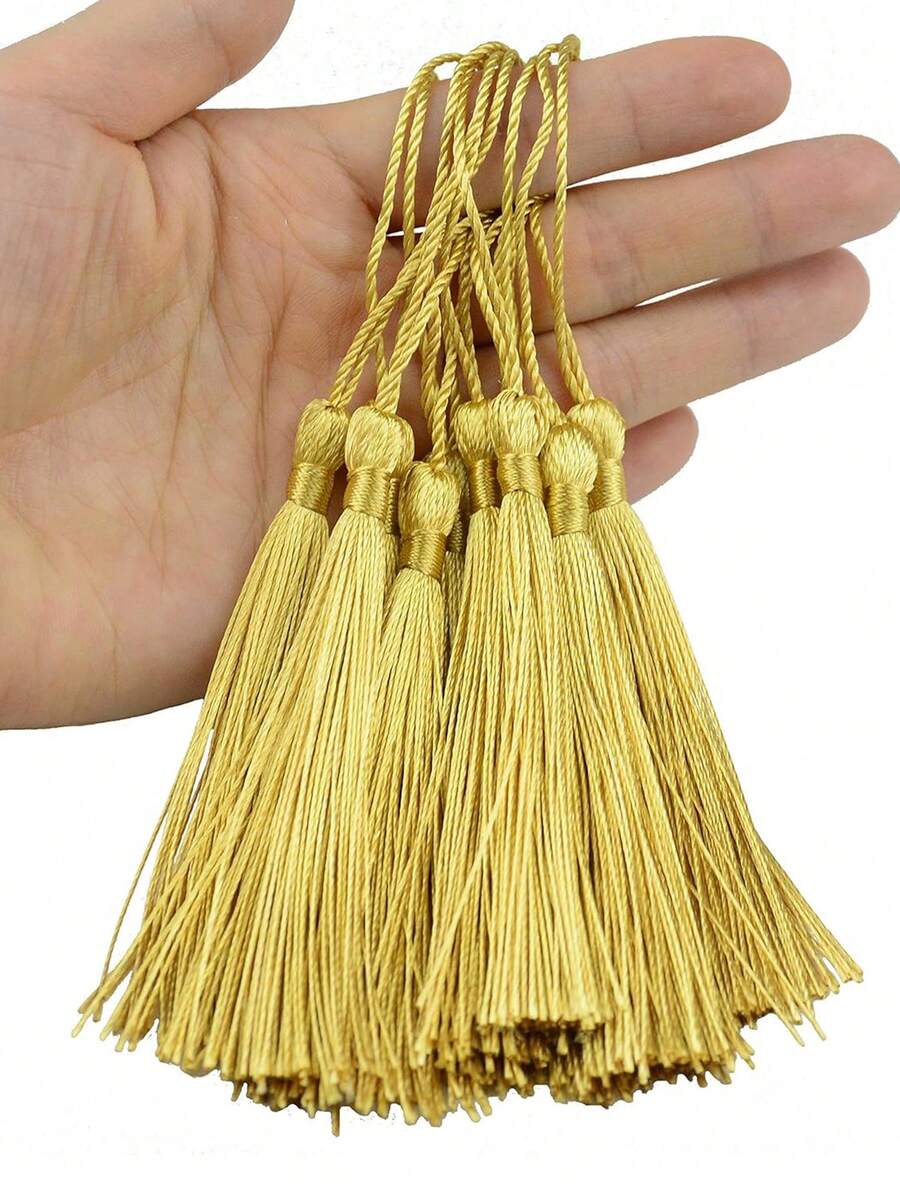 20/50/100 piezas Borlas pequeñas de 5 pulgadas/13cm doradas con anillos, adecuadas para marcadores de libros, elaboración de joyas, proyectos DIY - Oro de 13 cm - Ver 1