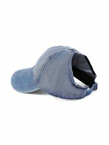1 pieza Gorra de béisbol de mezclilla gris oscuro desgastada, gorra ajustable con bordado de letra deshilachada, accesorio casual lavado vintage para protección solar al aire libre y para ir al trabajo - gorra de béisbol - View 9