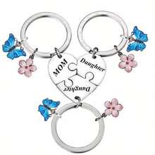 3pcs/Set Daughter & Mother Key Chain Set, Heart Shaped Sister & Mom Family Key Holder - Baby Pink - View 9