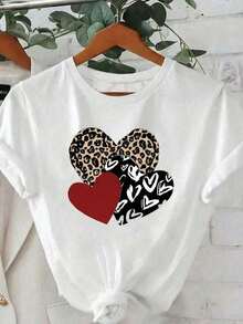 Women's Short-Sleeved Crew Neck T-Shirt, Loose Fit, Casual And Versatile. Featuring A Modern, Elegant And Sophisticated Simple Letter Print, Ideal As A Wardrobe Staple; Made From Soft Fabric With A Beautiful Drape. Vintage Street Style Unisex Loose Cotton Short Sleeve Crew Neck T-Shirt - 白色 5 - 查看 3