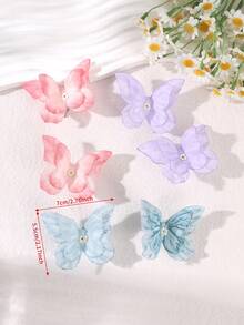 2 pièces Pince à cheveux papillon douce, design dégradé aquarelle, pince à cheveux pour usage quotidien/vacances/photos, accessoire de cheveux style doux pour femmes, festival, fête - Multicolore - Voir 7