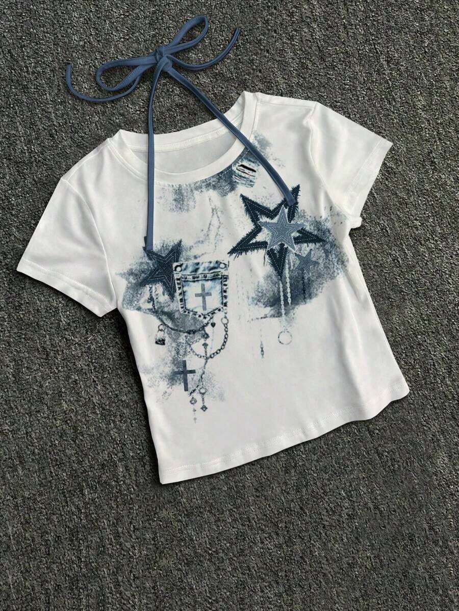 Women's T-Shirt With Y2K Turtle Slogan Print "MALIBU SURF SOUVENIRS CATCH WAVE NAP BEACH" Casual T-Shirt Graphic For Women - 白色的 - 查看 1