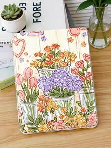 1 件装花卉插画彩绘平板电脑保护套，兼容 iPad Mini 4/Mini 5/Mini 6/Mini 7/Air/Air 2/9.7/10.2/10.5/Air 4/Air 5/10.9/Pro 11 英寸/第十代/Air 11 英寸 (M2)-2024/Pro 11 英寸 (M4)-2024/Air 11 英寸 (M3) 2025/(A16) 11 英寸第十一代 2025/Air 8 (M4) 2026 (11 英寸)，Galaxy Tab A8 10.5 英寸 2022。功能：内置笔槽、三折支架、TPU 软边保护、磁吸式睡眠/唤醒、精美/创意/趣味/个性化/可爱设计。 - 彩色 - 查看 1