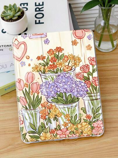 1 ốp lưng máy tính bảng vẽ minh họa hoa, tương thích với iPad Mini4/Mini5/Mini6/Mini7/Air/Air2/9.7/10.2/10.5/Air4/Air5/10.9/Pro 11-Inch/Thế hệ thứ 10/ Air 11-In.(M2)-2024/ Pro11-In.(M4)-2024/Air 11-Inch (M3) 2025/ (A16) 11 Inch Thế hệ thứ 11 2025/ Air 8(M4)2026(11-Inch), Galaxy Tab A8 10.5 Inch 2022. Tính năng: Khe cắm bút cảm ứng tích hợp, Chân đế gập 3 lần, Bảo vệ cạnh mềm TPU, Chế độ ngủ/thức từ tính, Thiết kế đẹp/sáng tạo/vui nhộn/cá tính/dễ thương.