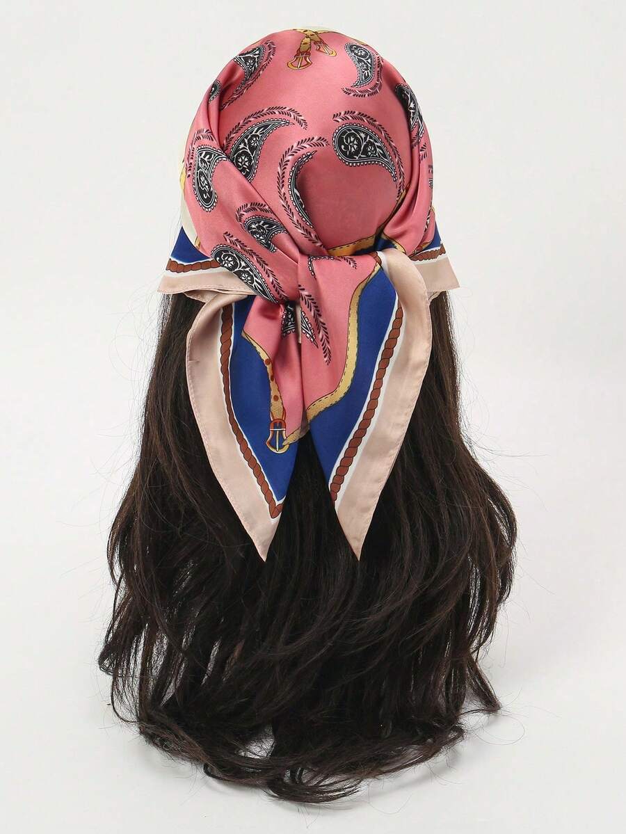 1pc Women's Luxury Elegant Fashion Polka Dot Print 70*70cm 100% Silk Bandana Scarf, Spring Headband Neck Tie Decoration - Multicolor - View 1
