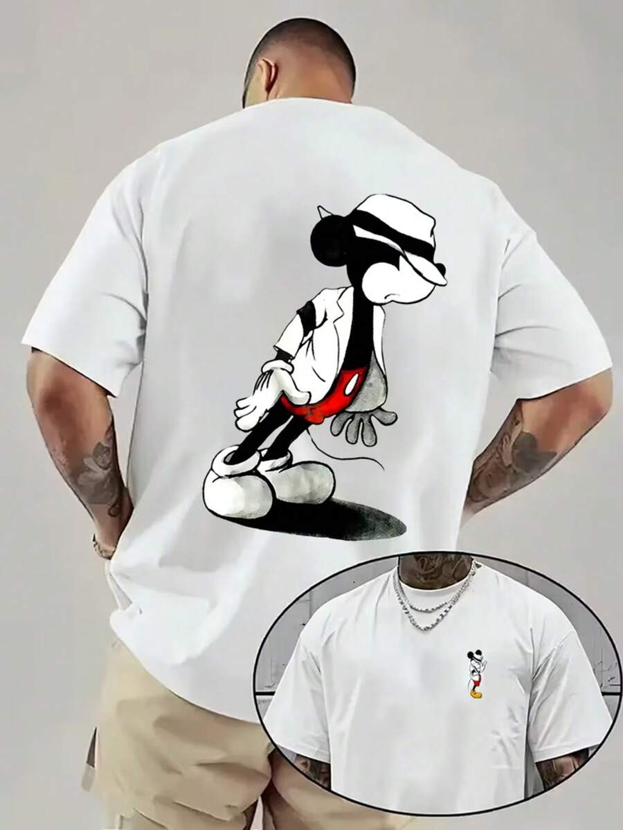 Explosions Fashion Men's Short-Sleeved Disney Authorized Joint Music Festival MickeyMouse Printing High-Grade Soft And Comfortable Men's Leisure Sports T-Shirt Niche Design Inside Jacket Couples Dating Parties Commuting To Wear Holiday Gifts Elastic Fabric Dry And Not Pilling Is Not Easy To Fade. - trắng - Xem 1