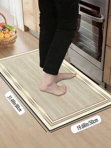 1件米色木紋橡膠緩衝廚房地墊，吸水易清潔，適用於廚房、浴室及其他區域，四季皆宜，適合各種節日使用 - 彩色 - 查看 13