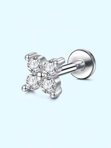 1 chiếc khuyên tai sụn 16G 20G, khuyên tai vành tai, trang sức xỏ lỗ tai bằng thép không gỉ 316L, khuyên tai sụn không ren, khuyên tai dạng phẳng có chốt đẩy, trang sức xỏ lỗ tai cho nữ, khuyên tai thời trang hình trái tim/bướm/sao/trăng/phẳng/hình cầu/hoa, đính đá CZ nhiều màu. - Nhiều màu - Xem 73