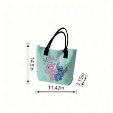Disney Lilo & Stitch Canvas Tote Bag - "Just Shake It" Stitch & Angel Print Shoulder Bag For Daily Use - White - View 6