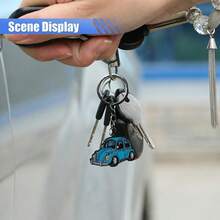 Cute Car Keychain, Funny Metal Key Ring Charm, Fashion Auto Key Holder, Car Accessories Present Men Women (Blue) - Blue - View 4