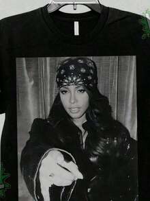 Camiseta de Homenaje al Álbum "One In A Million" de Aali Yah, Estilo Vintage de la Leyenda del R&B de los 90, Camiseta de Algodón Oversized Streetwear - Negro 4 - Ver 7