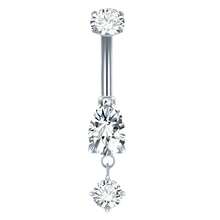 SWANJO 1 chiếc khuyên rốn hình giọt nước bằng titan đính đá CZ, cỡ 14G, ren trong, trang sức xỏ rốn. - TN065 - Xem 9