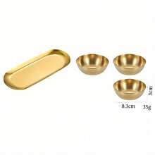 Bộ 4/8 bát và đĩa đựng nước sốt mạ vàng sang trọng, chất liệu thép không gỉ cao cấp, bộ đồ ăn thanh lịch, thích hợp cho Giáng sinh/Năm mới/Đám cưới/Ngày của Mẹ/Tiệc tùng. - Vàng - Xem 11