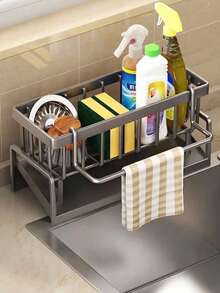 1 Set Dish Cloth & Sponge Holder, Multifunctional Durable Cleaning Tool Storage Rack With Sponge Holder & Cloth Rack, Suitable For Kitchen And Bathroom Countertop, Home Organization And Storage, Home Accessories - Multicolor - View 6