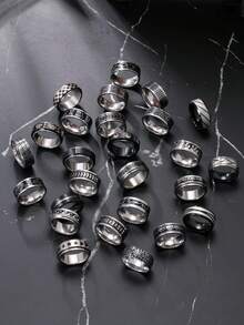 5/8/10/20 piezas Juego de anillos de acero de titanio y acero inoxidable para hombres, múltiples estilos vintage de estilo gótico, anillos geniales, apilables, envío aleatorio - Multicolor - Ver 3