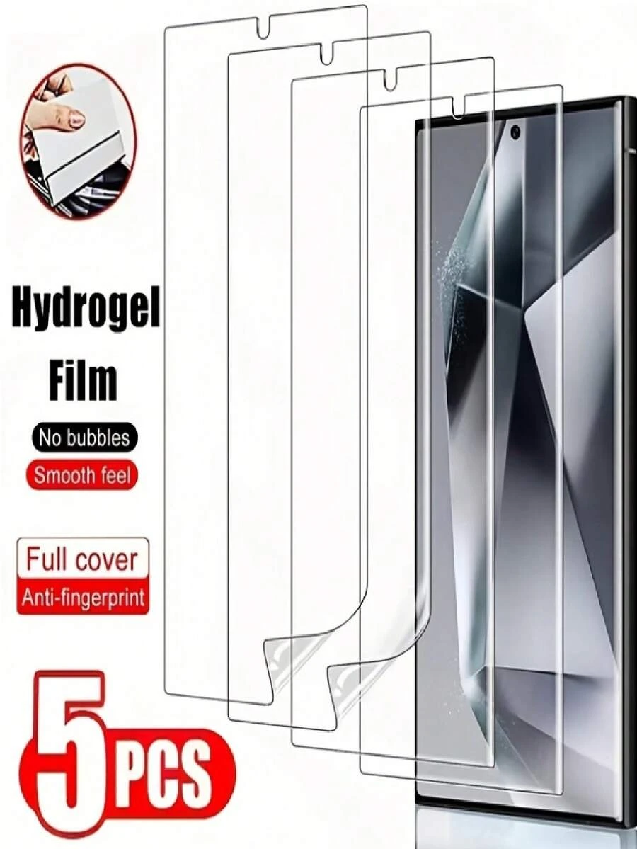5片装高清水凝胶膜，兼容三星Galaxy S26 S23 S24 Ultra S25 Edge Plus S21 S20 FE S22+ S10 S10+ S23+ Note 20 Ultra 10 Plus，易于安装，兼容指纹识别，防刮花，全覆盖 - 無色 - 查看 1