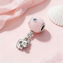 1pc Pink Heart Flower Hot Air Balloon Bear Pendant Bead, Suitable For DIY Snake Chain Necklace, 925 Sterling Silver Jewelry Making, Gift For Women & Girls - Multicolor - View 8