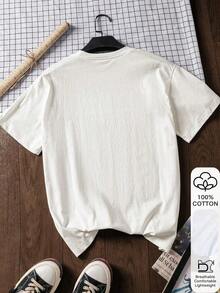 Blusa casual de mujer de 100% algodón con estampado de langosta, de manga corta, camiseta gráfica, tela suave, ropa de algodón, ropa para exteriores, estampado impreso, camiseta de verano, blusa de mujer, top de verano, atuendo de vacaciones, estilo de viaje, ambiente de playa, ropa de resort minimalista-Vintage Street Style Unisex Loose Cotton Short Sleeve Crew Neck T-Shirt - Blanco - Ver 2