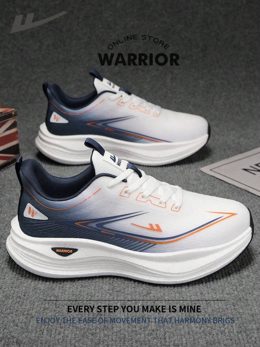 Warrior Fashionable Retro Men's Sports ShoesSpring And SummerComfortable Running Shoes Modest Style Casual Yet Sleek Sneakers Applicable Throughout The Year Wear-Resisting All-Day Wear Training Sneakers Soft Sole - White/Navy - View 1