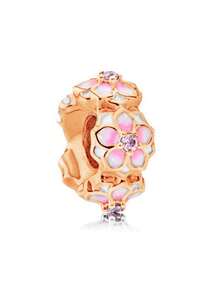 1 chiếc hạt charm hình trái tim và hoa màu vàng hồng lấp lánh, phù hợp với vòng tay hoặc dây chuyền dạng rắn nguyên bản, dùng để tự làm trang sức bạc 925, quà tặng trang sức cho nữ, con gái. - Hoa hồng vàng - Xem 23