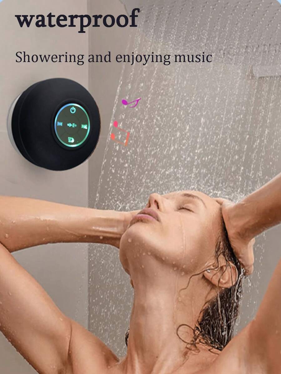 带大吸盘的便携式无线扬声器 - 迷你家用低音炮、桌面和浴室吸盘防水扬声器