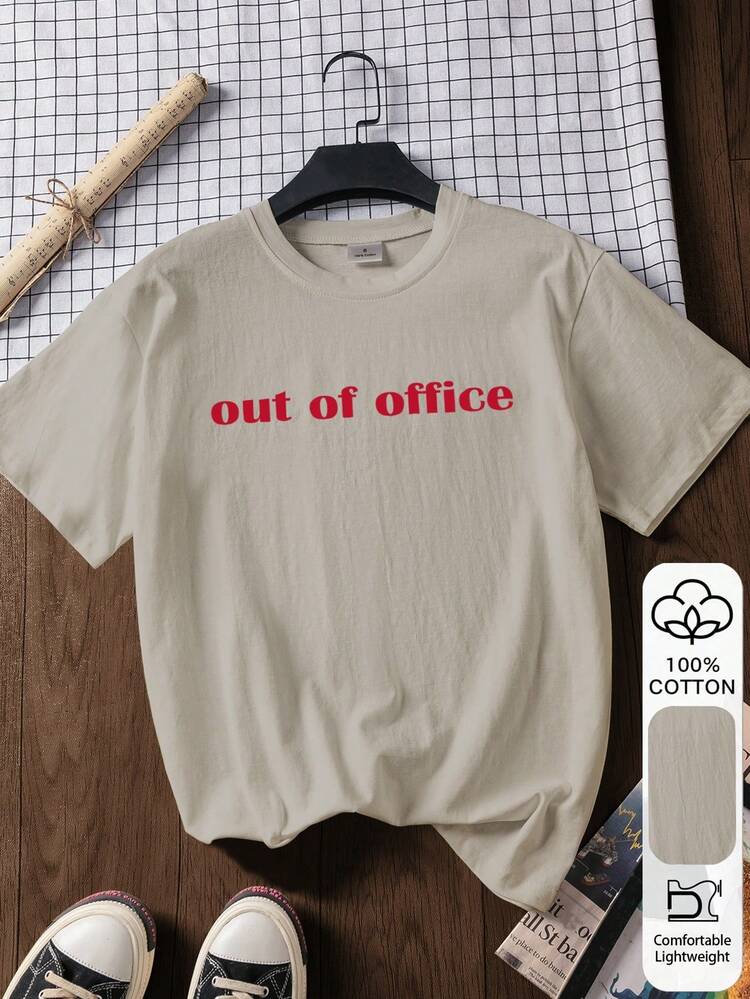 Áo thun nữ tay ngắn 100% cotton in chữ, áo phông trắng, phong cách thời trang Los Angeles, Tokyo, Ibiza Island, phong cách đi nghỉ mát casual - Xám - Xem 1