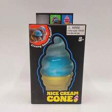 Nice Cream Cone Squishy Fidget Toy, Colorful Ice Cream Squeeze Stress Relief Sensory Toy, Ideal Easter Basket Stuffers Birthday Gift - 藍色冰淇淋 - 查看 1