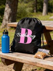 1/3/5pcs Personalized Custom Name Initial Drawstring Sports Backpack, Waterproof Lightweight Cinch Bag, Multiple Sizes & Colors, Suitable For School, Travel, Beach & Outdoor Activities, Perfect Graduation, Holiday & Back To School Sports Gift - Multicolor - View 9