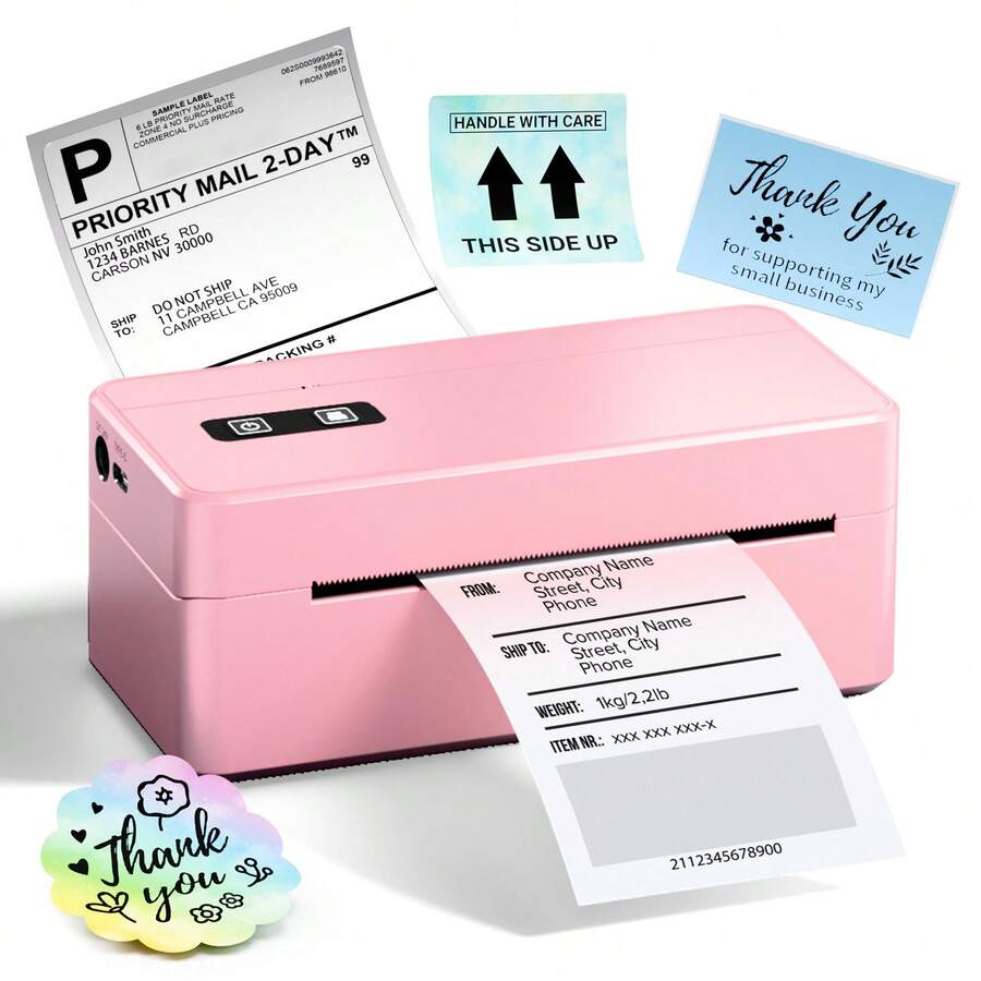 Phomemo Bluetooth Shipping Label Printer 4x6, 2410-BT Wireless Thermal Label Printer For Small Business, Portable Inkless Label Printer With Easy Setup And High-Speed Printing, Compatible With Android, Laptops And Major Online Platforms - Pink Portable Inkless Label Printer - View 1