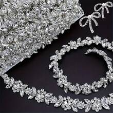 1pc Rhinestone Sewn Chain, Elegant Minimalist Style Body Chain, Rhinestone Trimmed Chain Decor, Claw Chain, Crystal Diamond Chain, Sparkling DIY Trim, Adjustable Crystal Shoulder Strap Accessory For Clothing - Silver-white - View 14