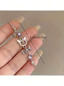 Vòng tay Sanrio Jewelry 1 chiếc đơn giản, thanh lịch, đính đá Cubic Zirconia tổng hợp hình Kuromi, thời trang, đa năng, tinh tế, cao cấp, thích hợp đeo hàng ngày, món quà lý tưởng cho bạn thân. - Nhiều màu - Xem 2