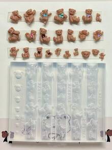 1件可爱小熊领带，月光烛台，领结3D美甲模具，硅胶美甲用品，美甲师必备工具 - 無色 - 查看 1