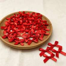 50pcs/Pack 4cm Satin Ribbon Bows, Multi-Color Options, Suitable For Gift Wrapping, Hairclip & Headpiece DIY, Ideal For Back To School And Valentine's Day - Red - View 5