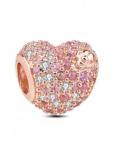 1 chiếc hạt charm hình trái tim và hoa màu vàng hồng lấp lánh, phù hợp với vòng tay hoặc dây chuyền dạng rắn nguyên bản, dùng để tự làm trang sức bạc 925, quà tặng trang sức cho nữ, con gái. - Hoa hồng vàng - Xem 15