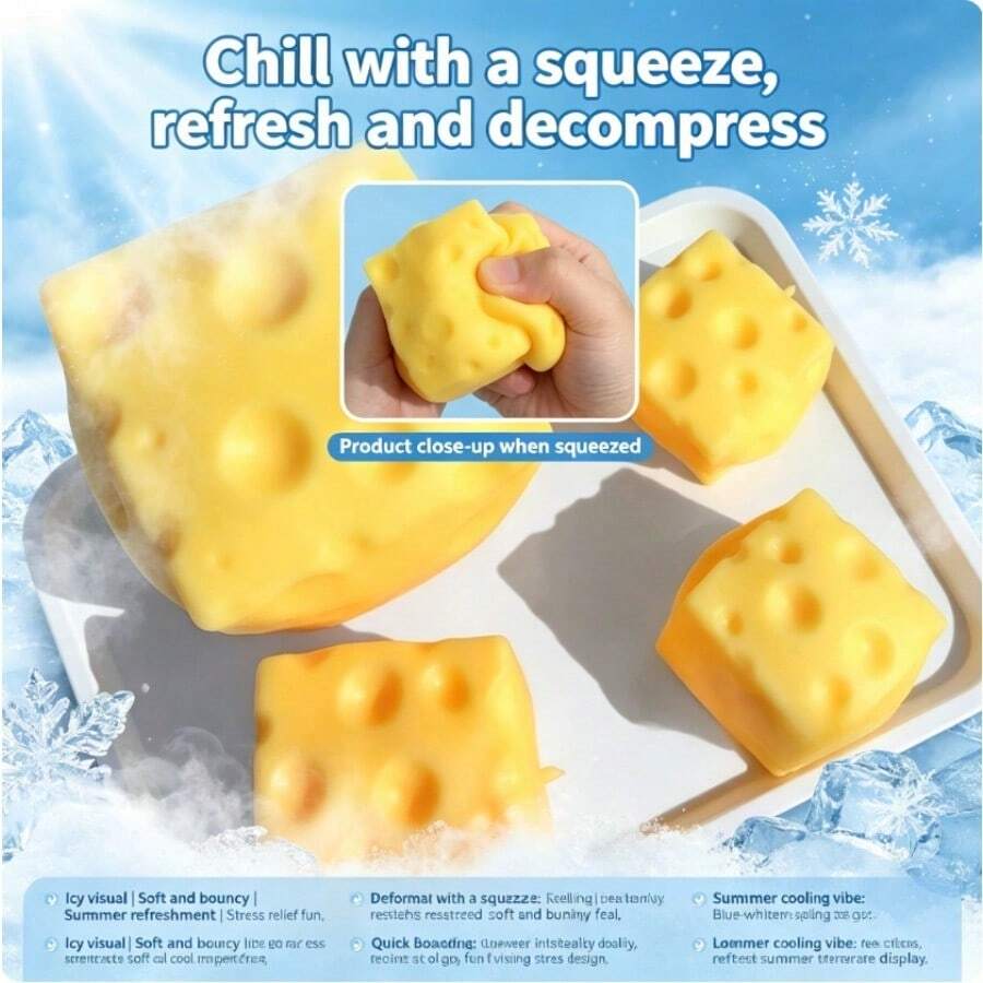 1pc Cheese Milk Squishy Stress Relief Toy, Party Favor, Squeeze Ball, Sensory Toy For Autism - Multicolor - View 1