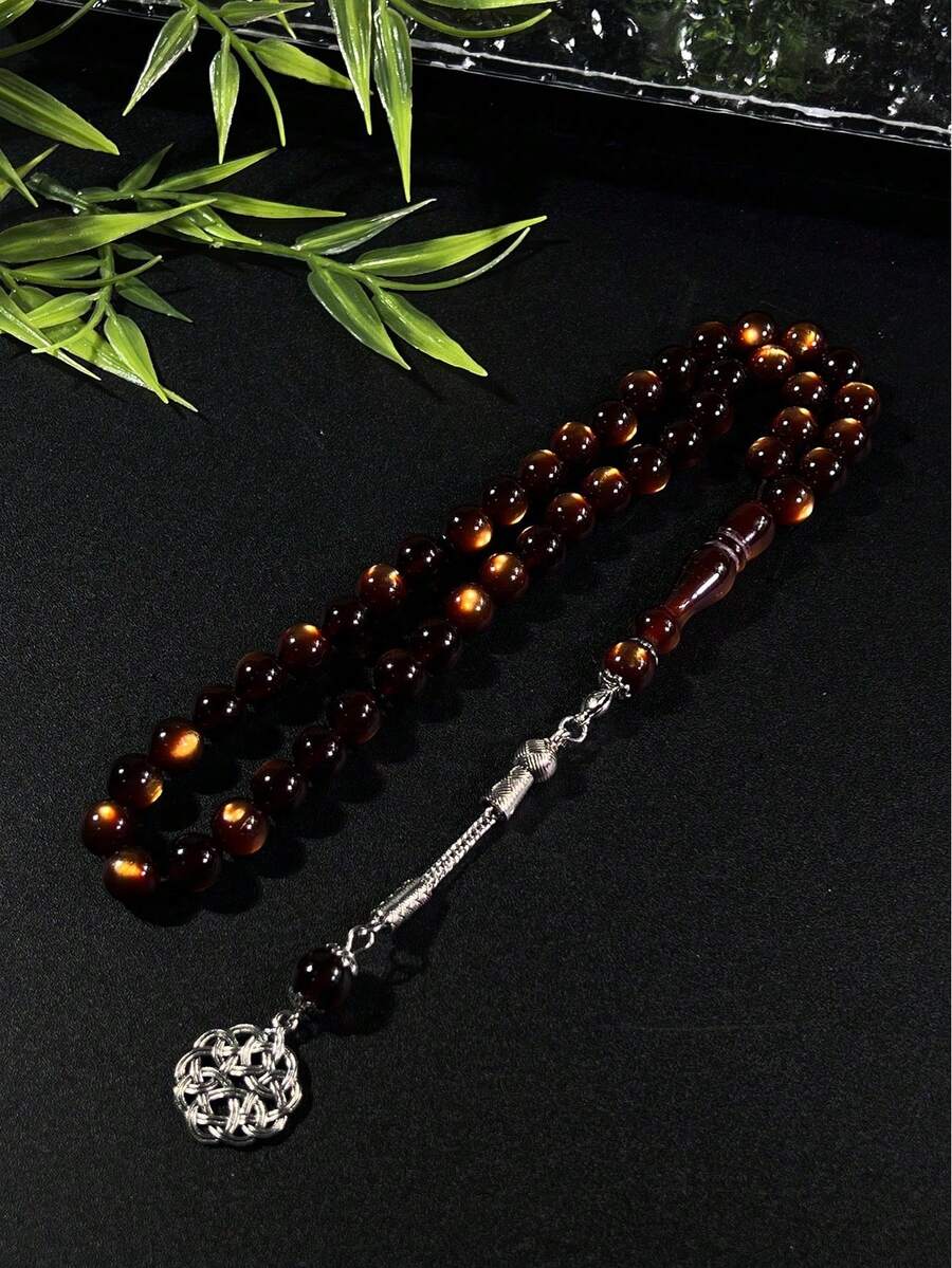 45 piezas de 10mm Pulsera de cuentas de oración de resina de un solo hilo, estilo de Oriente Medio Rosario de adoración diaria del Ramadán, Cuentas de oración del Ramadán - Multicolor - Ver 1