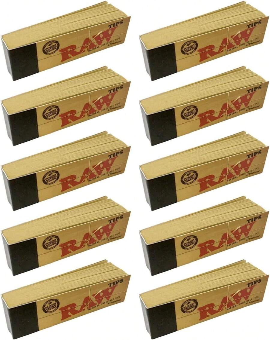Raw Rolling Papers Unbleached Filter Tips 10 Pack = 500 Tips - 顏色A - 查看 1
