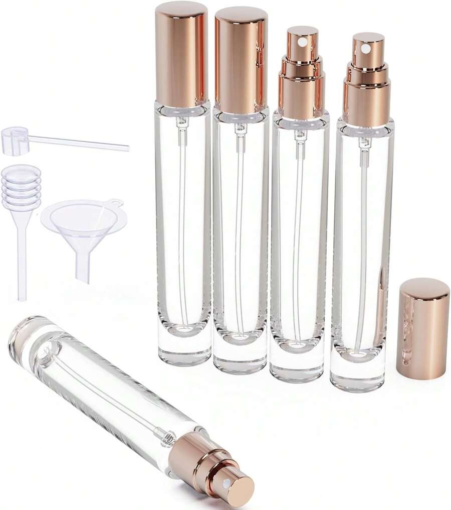 Jagolain 5 Pack Of 10ML Portable Perfume Travel Refillable, Glass Perfume Bottle Set, Empty Atomizer Sprayer For Perfume Cologne Dispenser, Sample Perfume Bottles With Refill Tool - ColorH - 查看 1