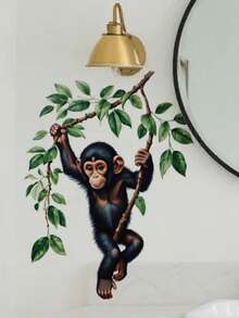 1pc 2D Cartoon Monkey Wall Sticker, Vinyl Material With Adhesive Backing, Suitable For Various Scenarios Like Bedroom, Living Room, Refrigerator, Also Can Be Given As A Gift To Friends - Wall Stickers - View 6