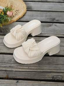 Sandal Wedges Sol Tebal Terbaru Gaya Bohemian untuk Wanita, Model Terbaru 2026 - Krem - View 2