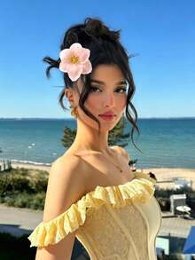 3/1入夏威夷花卉髮夾，適合度假海灘派對，夏季熱帶風髮飾，婚禮派對女孩髮夾禮物 - 彩色 - 查看 2